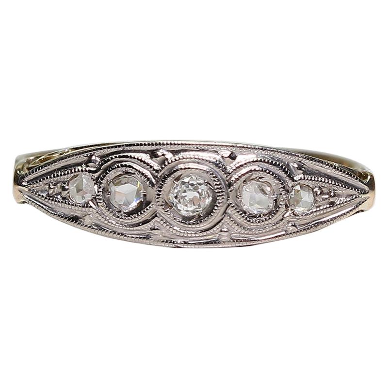 Antique Art Nouveau 18 Karat Gold Diamond Ring For Sale