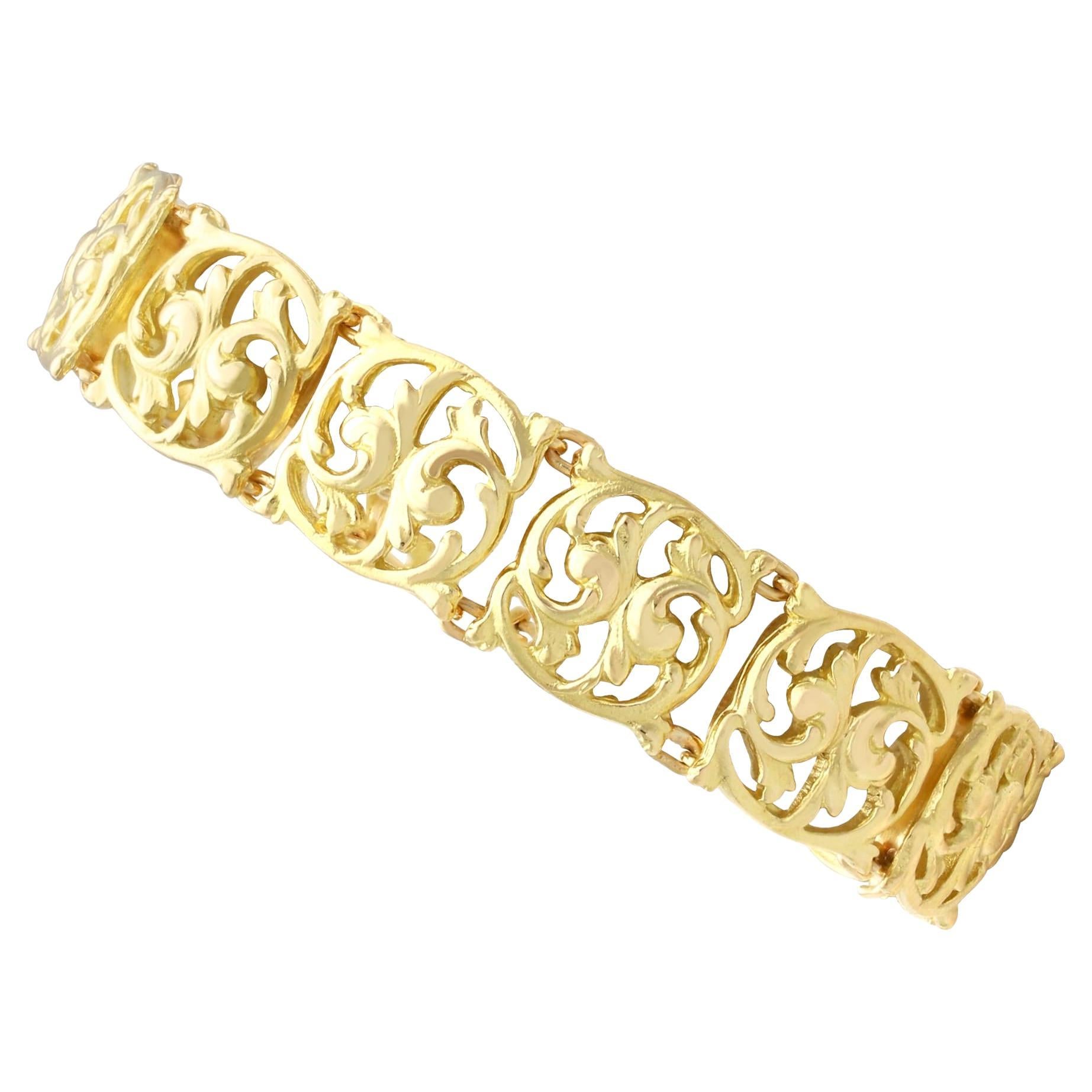 Antique Art Nouveau 18 Karat Yellow Gold Bracelet For Sale