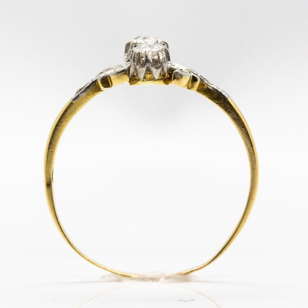 Women's or Men's Antique Art Nouveau 18 Karat Gold and Platinum Diamonds Ring