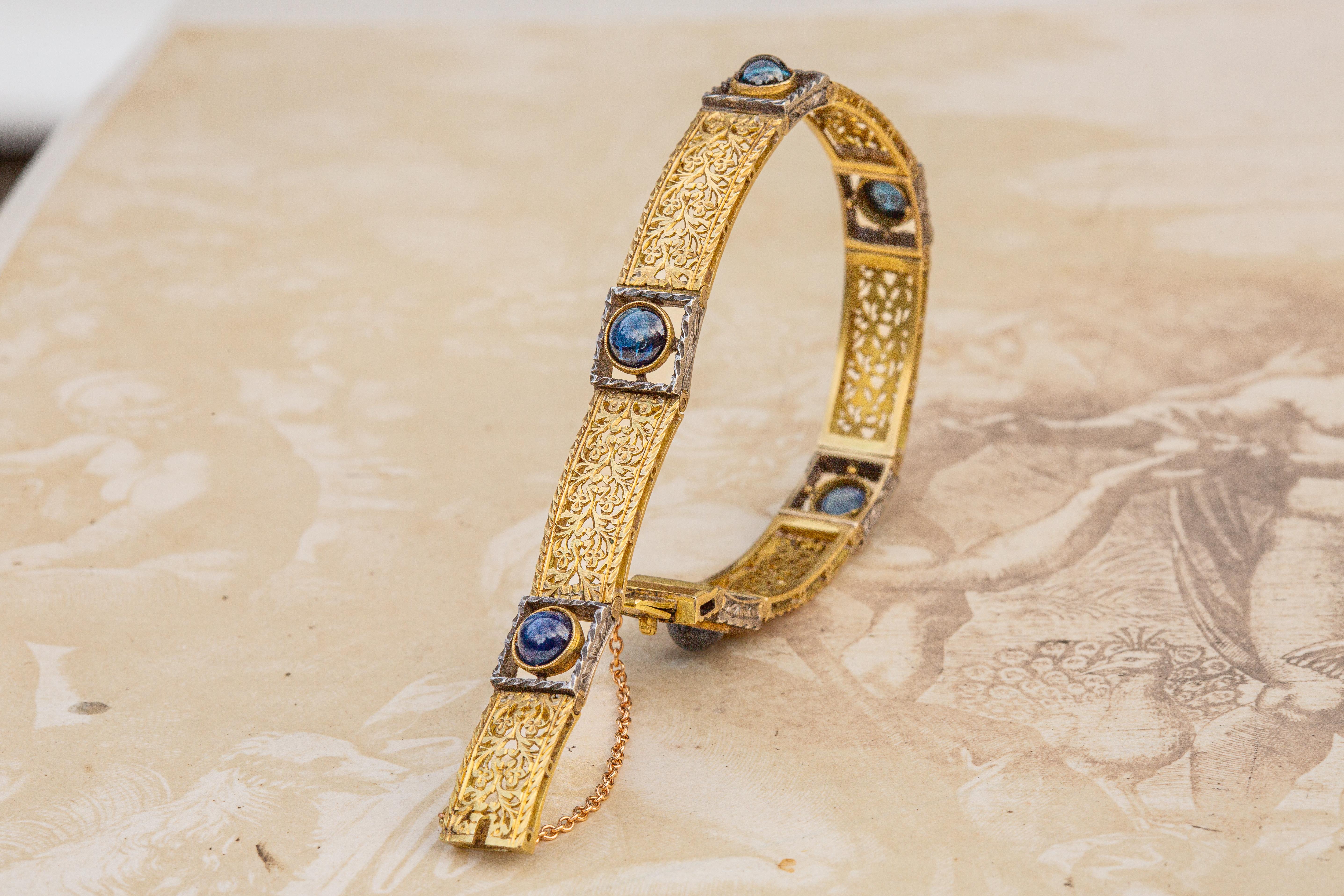 Antique Art Nouveau 18K Gold Bracelet with Sapphires c.1900 6