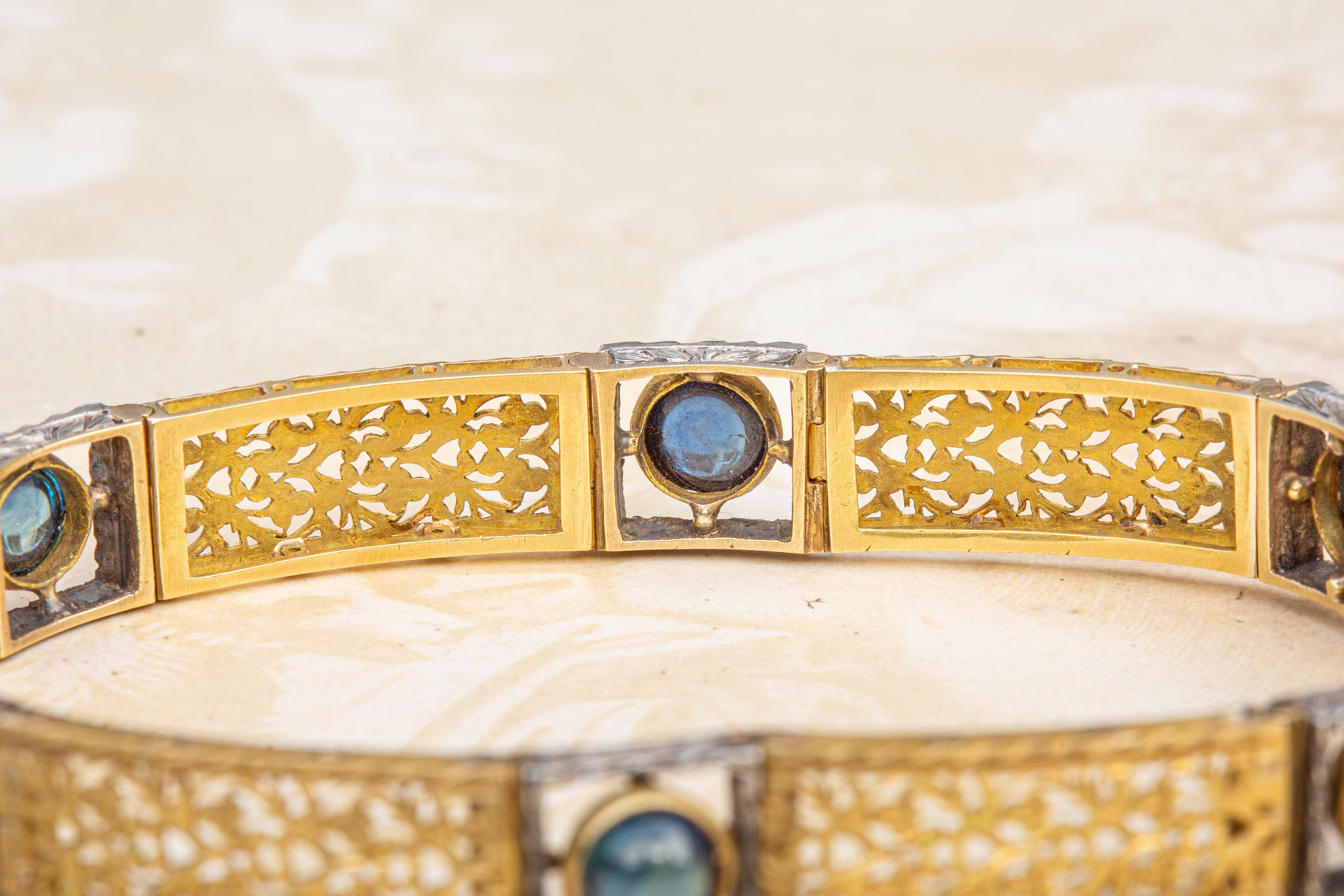Antique Art Nouveau 18K Gold Bracelet with Sapphires c.1900 1
