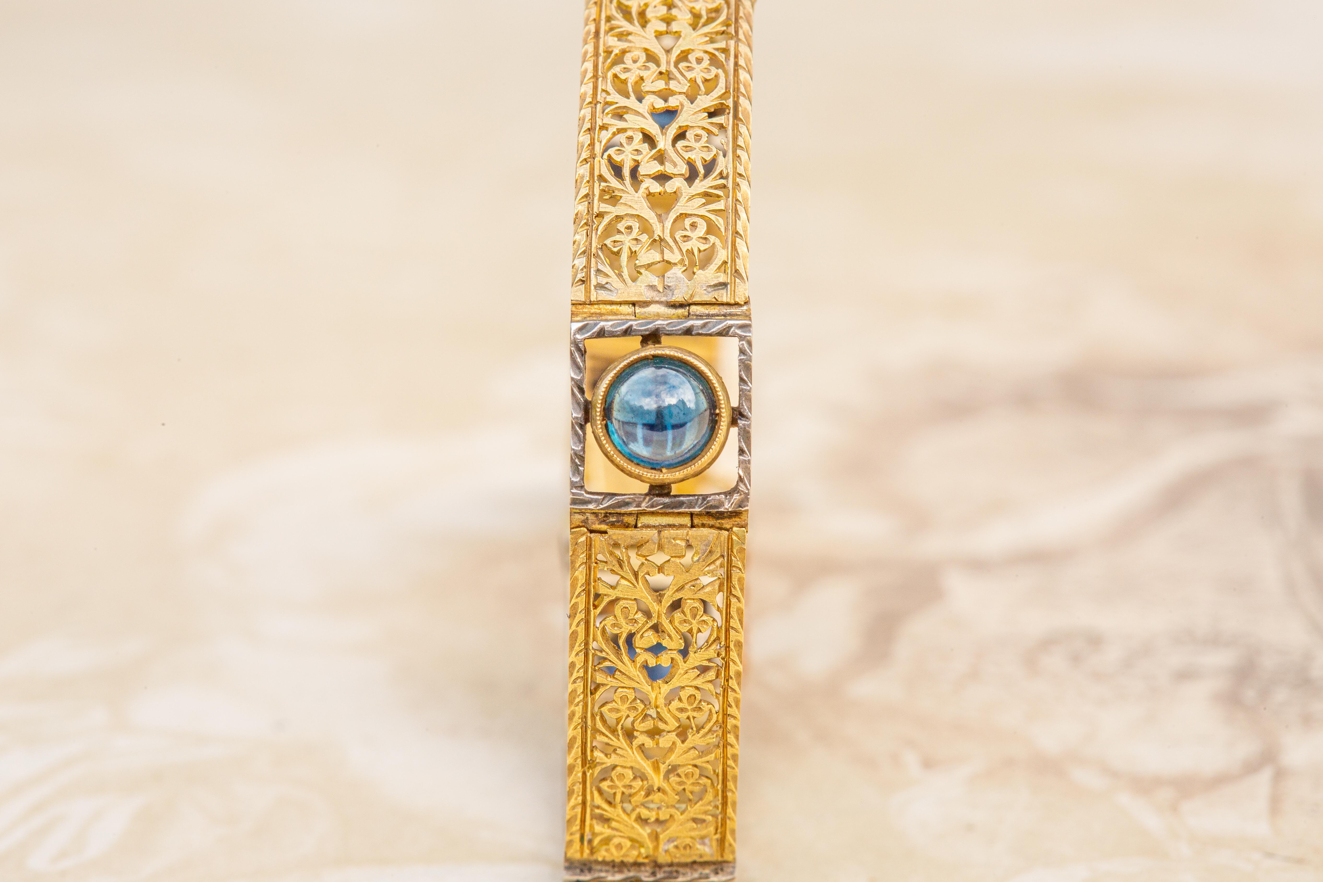 Antique Art Nouveau 18K Gold Bracelet with Sapphires c.1900 3