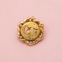 Antique Art Nouveau 18K Gold Floral Brooch with Pearls, Circa 1910