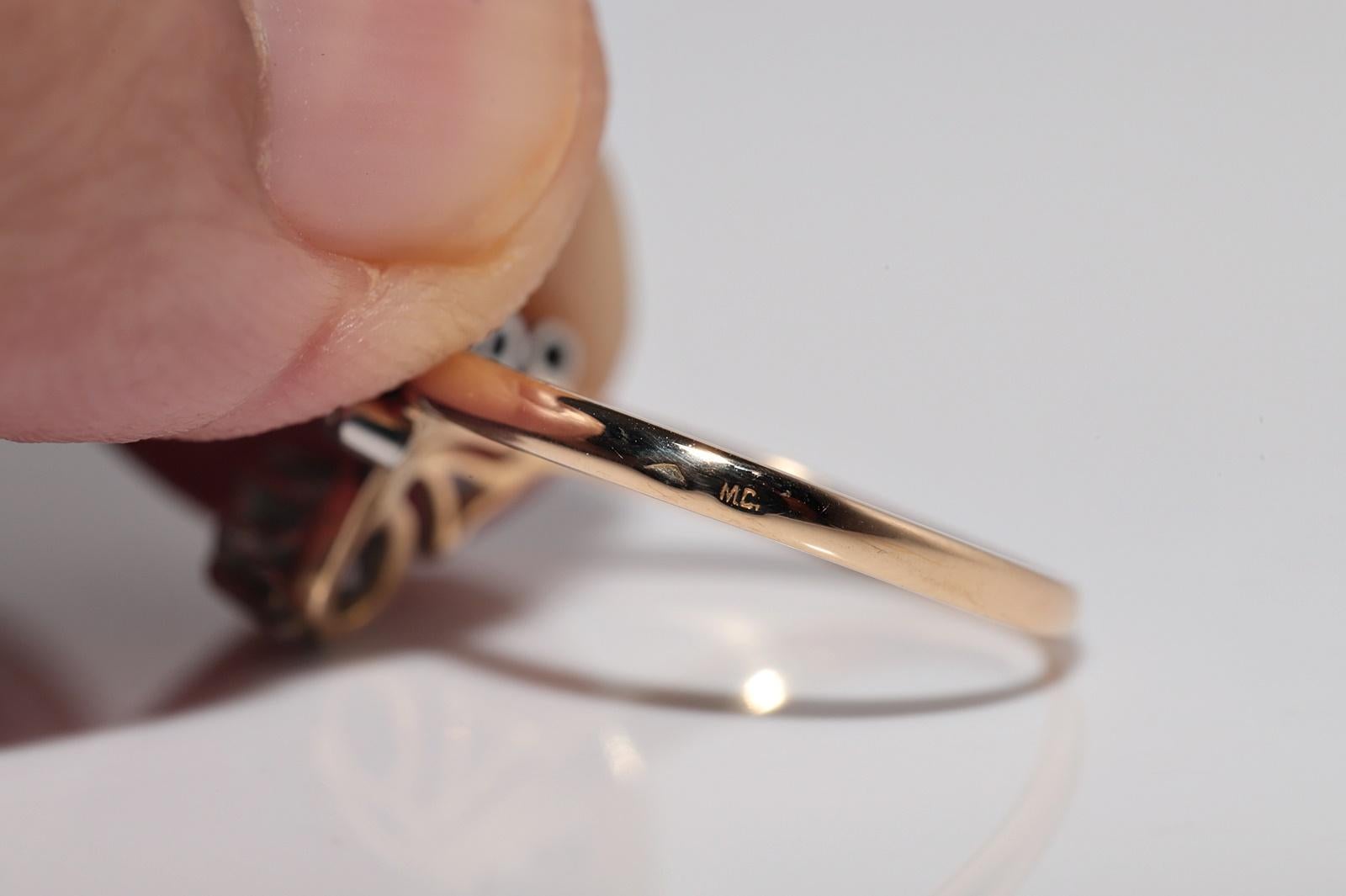 Bague ancienne en or 18k avec diamant naturel taillé en rose, de fabrication artisanale en vente 5