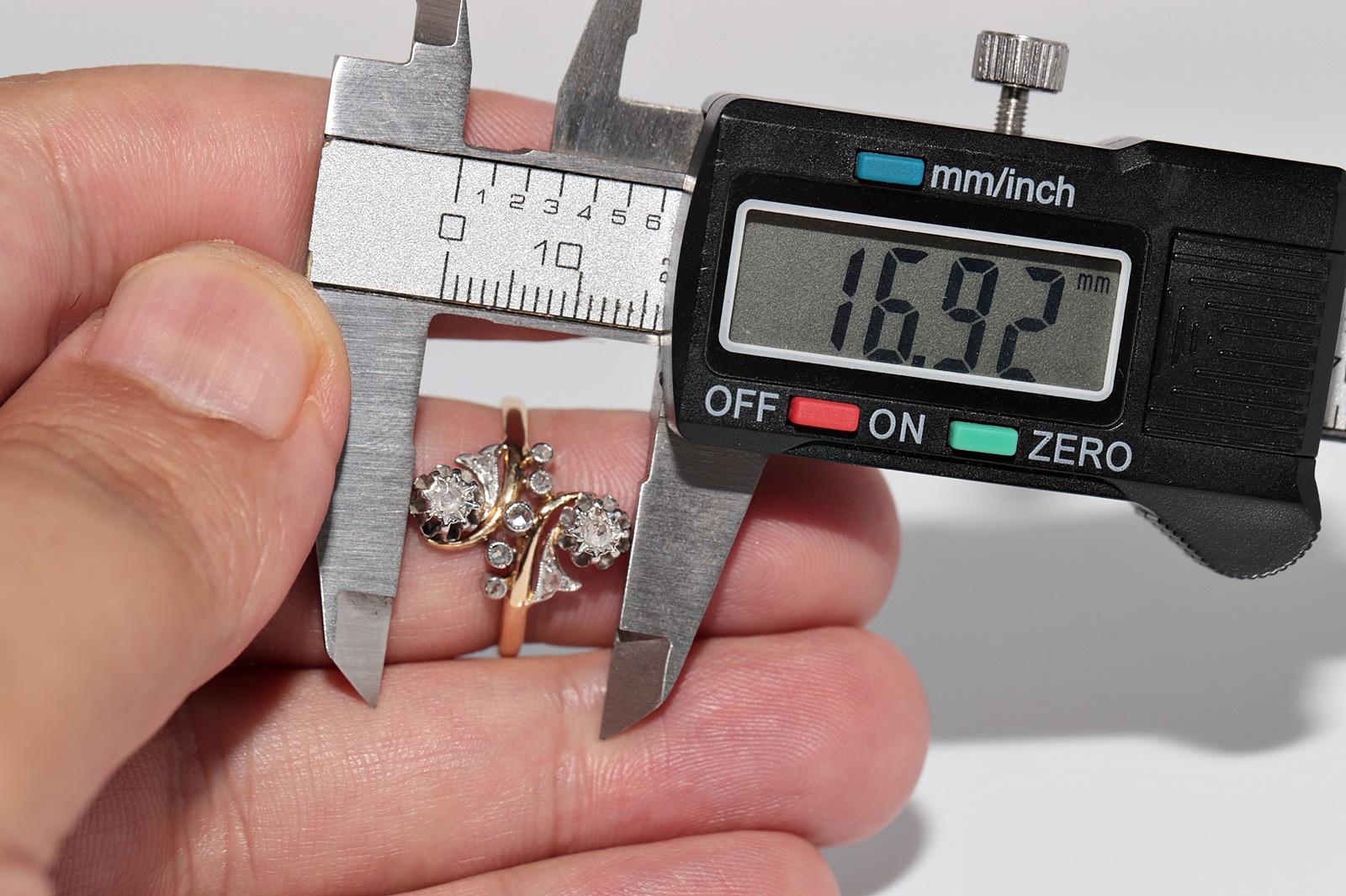 Bague ancienne en or 18k avec diamant naturel taillé en rose, de fabrication artisanale en vente 6