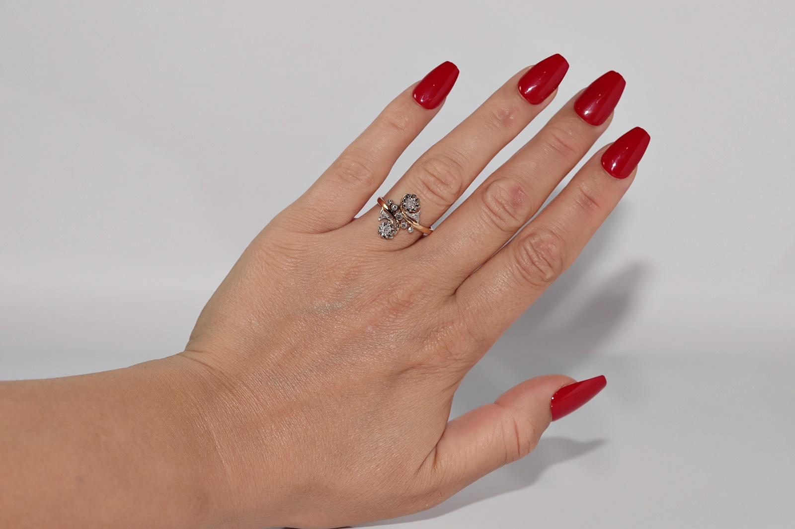 Bague ancienne en or 18k avec diamant naturel taillé en rose, de fabrication artisanale en vente 12