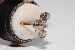 Antique Art Nouveau 18k Gold Handcrafted Natural Rose Cut Diamond Ring