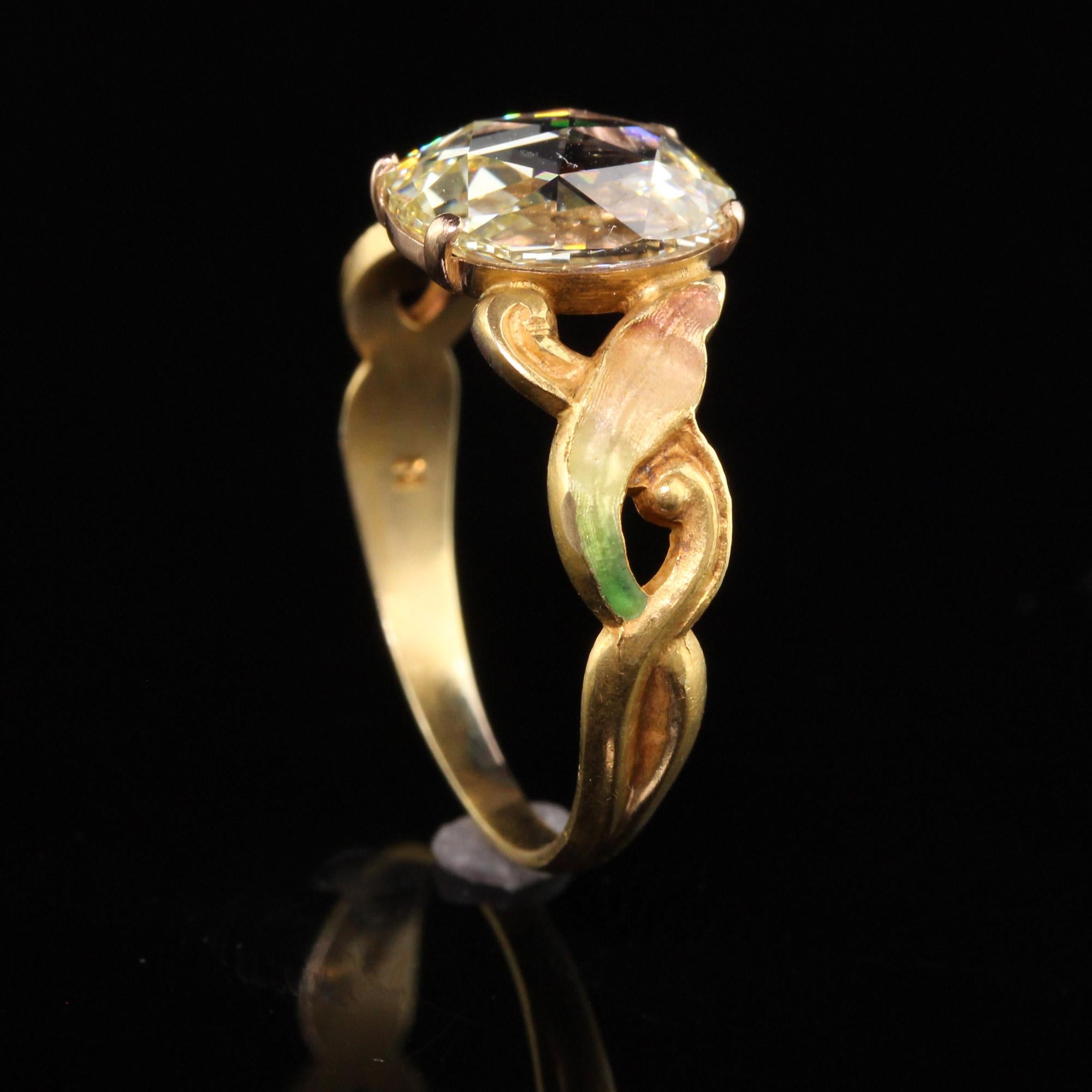 Antique Art Nouveau 18K Yellow Gold Domed Rose Cut Diamond Engagement Ring In Good Condition For Sale In Great Neck, NY