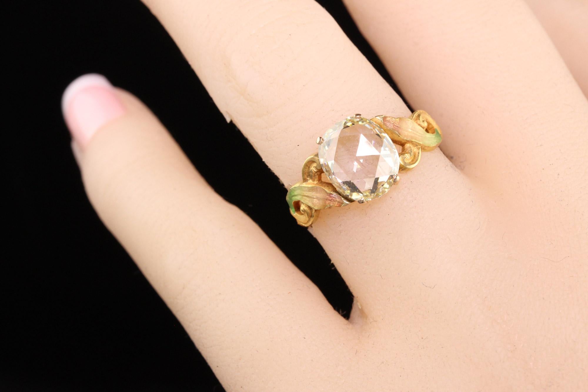 Women's Antique Art Nouveau 18K Yellow Gold Domed Rose Cut Diamond Engagement Ring For Sale