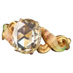 Antique Art Nouveau 18K Yellow Gold Domed Rose Cut Diamond Engagement Ring