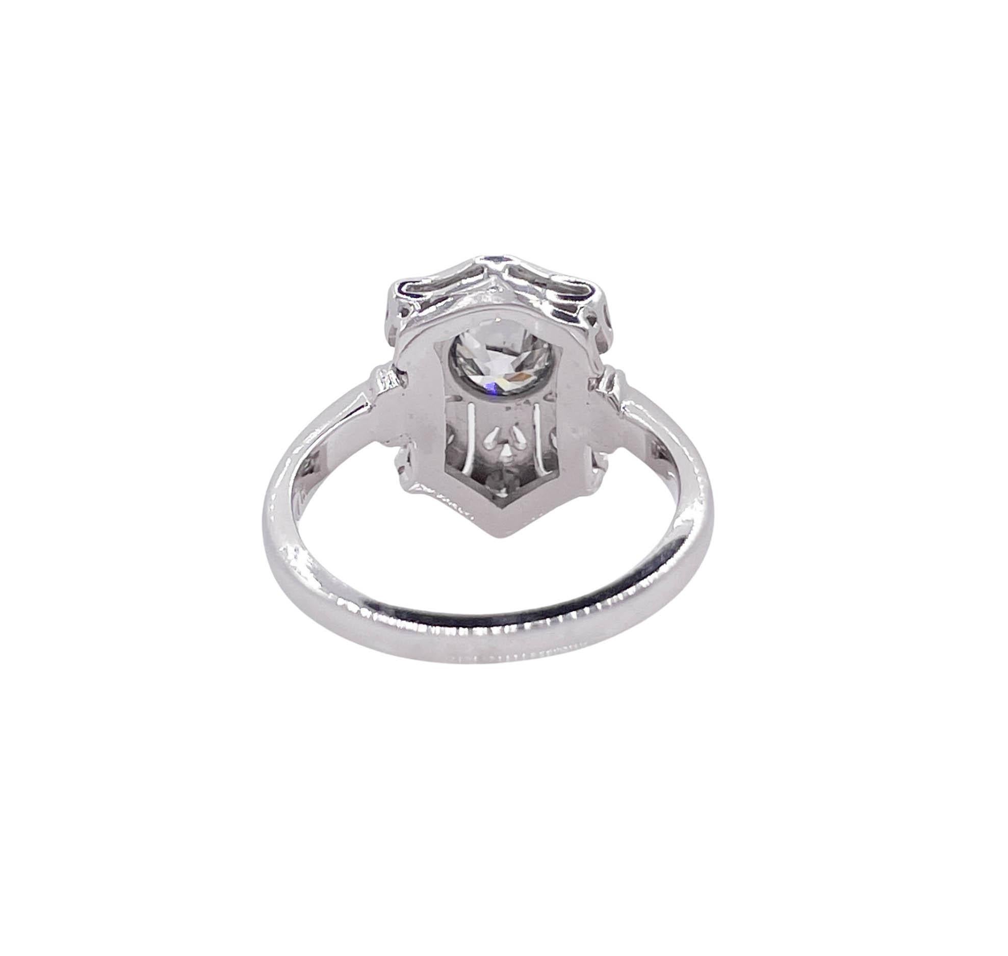 Antique Art Nouveau 1910s 0.85ct Old Mine Diamond Platinum Cocktail Ring For Sale 5