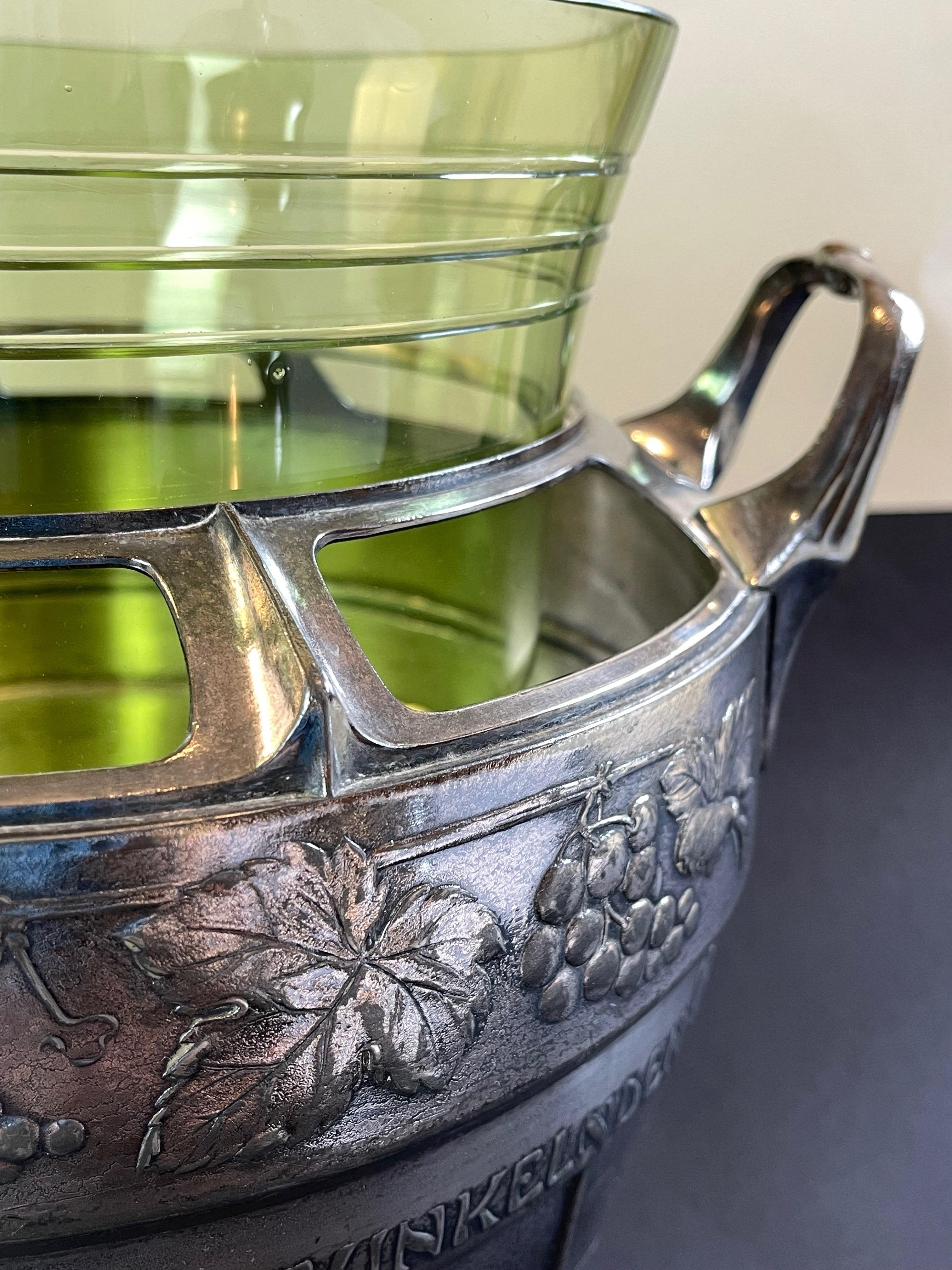 Antiguo Art Nouveau 1910s Ponchera o Champaign Cooler, Rhine Valleys Chateau en Bueno Estado en Andernach, DE