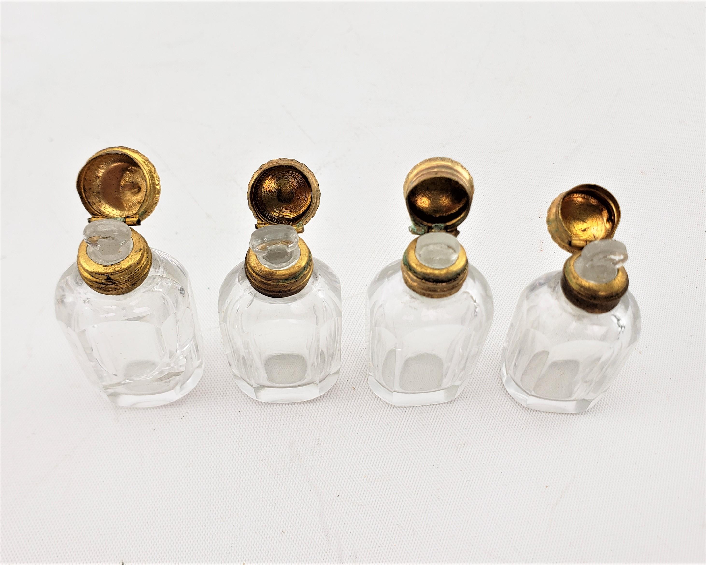 Antique Art Nouveau 3 Glass Perfume or Scent Bottle Set with Inset Shells For Sale 2