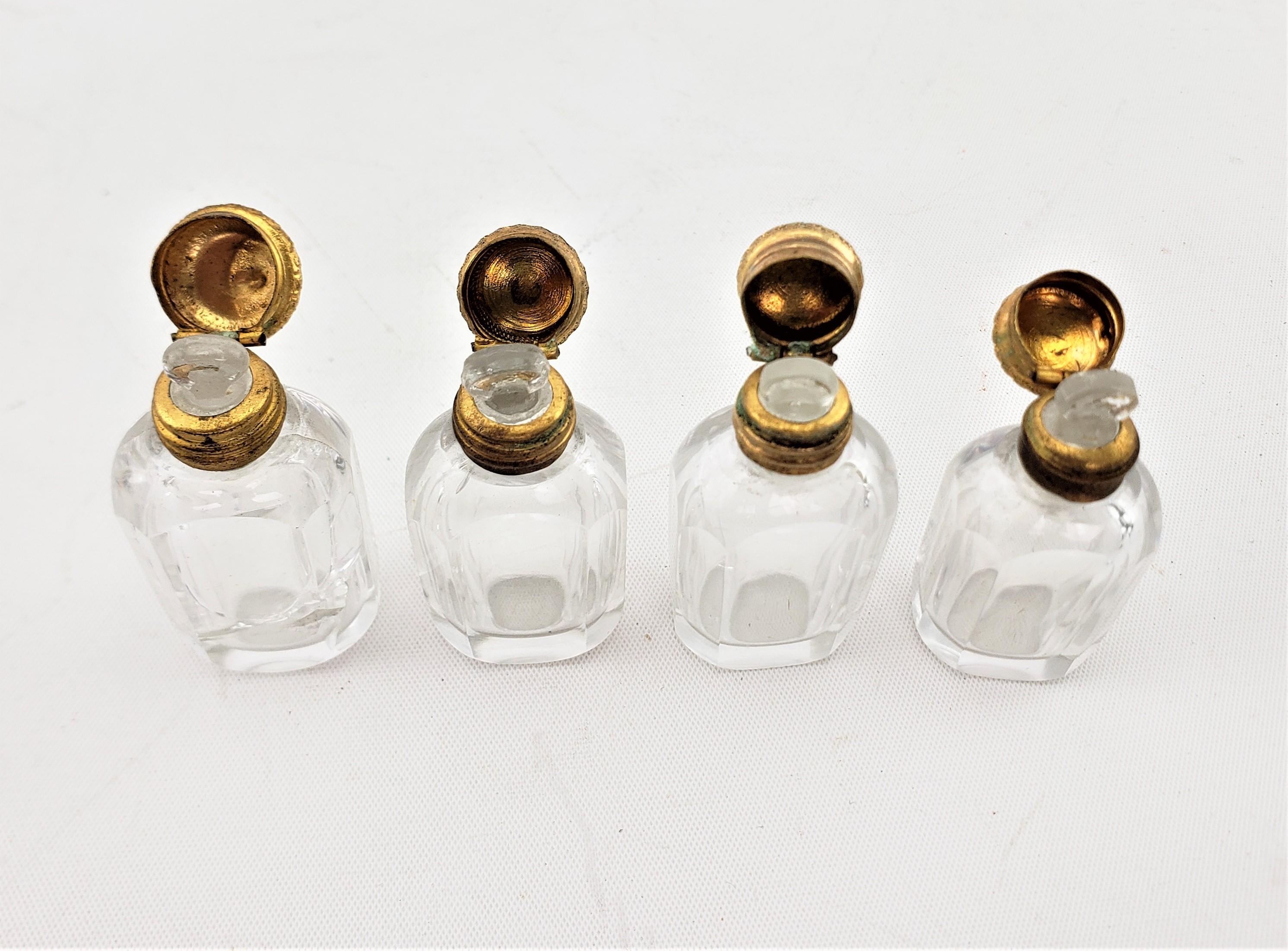 Antique Art Nouveau 3 Glass Perfume or Scent Bottle Set with Inset Shells For Sale 3