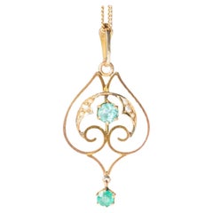 Antique Art Nouveau 9ct Gold Topaz And Pearl Pendant