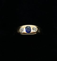 Anello dell'Alleanza Art Nouveau Zaffiro e Diamanti in Oro Rosa, Vienna, 1900 ca.