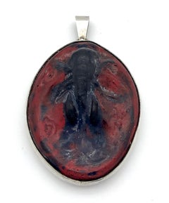 Antique Art Nouveau Almeric Walter Antique Pâte De Verre Silver Pendant, France