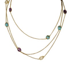 Antique Art Nouveau Amethyst Turquoise Matrix Pearl Gold Guard Chain