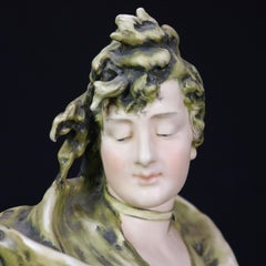 Antique Art Nouveau Amphora Porcelain Portrait Bust of a Woman, Circa 1900