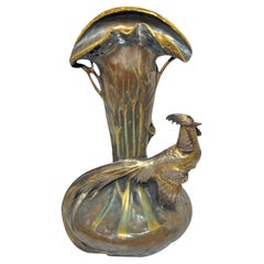 Antique Art Nouveau Amphora Vase Depicting Pheasant