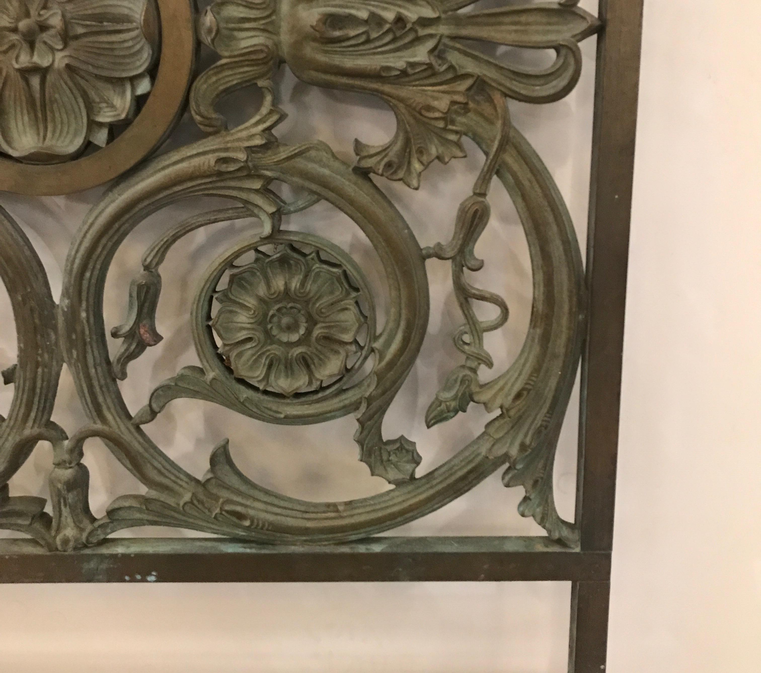 Patinated Antique Art Nouveau Architectural Bronze Panel