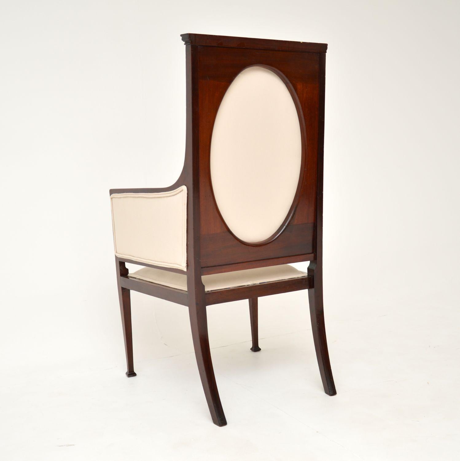 Wood Antique English Art Nouveau Armchair For Sale