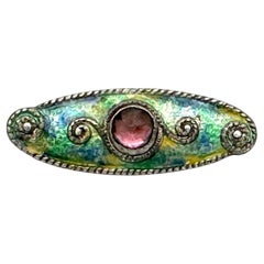 Antique Art Nouveau Arts And Crafts Charles Horner Silver Brooch Enamel