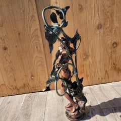 Antique Art Nouveau Auguste Moreau Spelter Lamps “Nuit De Printemps”