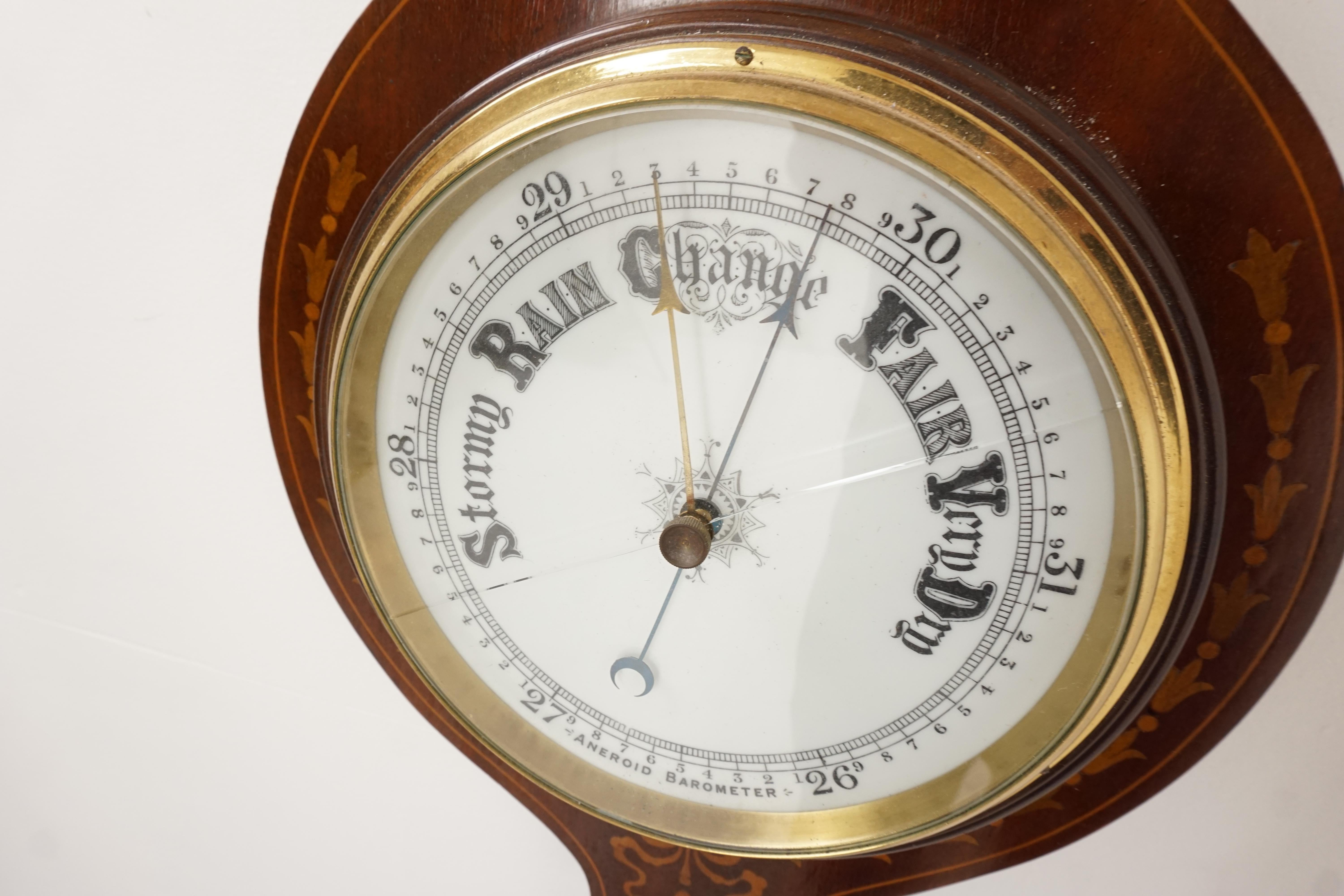 Antikes Jugendstil-Barometer mit Sheraton-Intarsien, Aneroid-Barometer, Schottland, 1910 (Schottisch) im Angebot