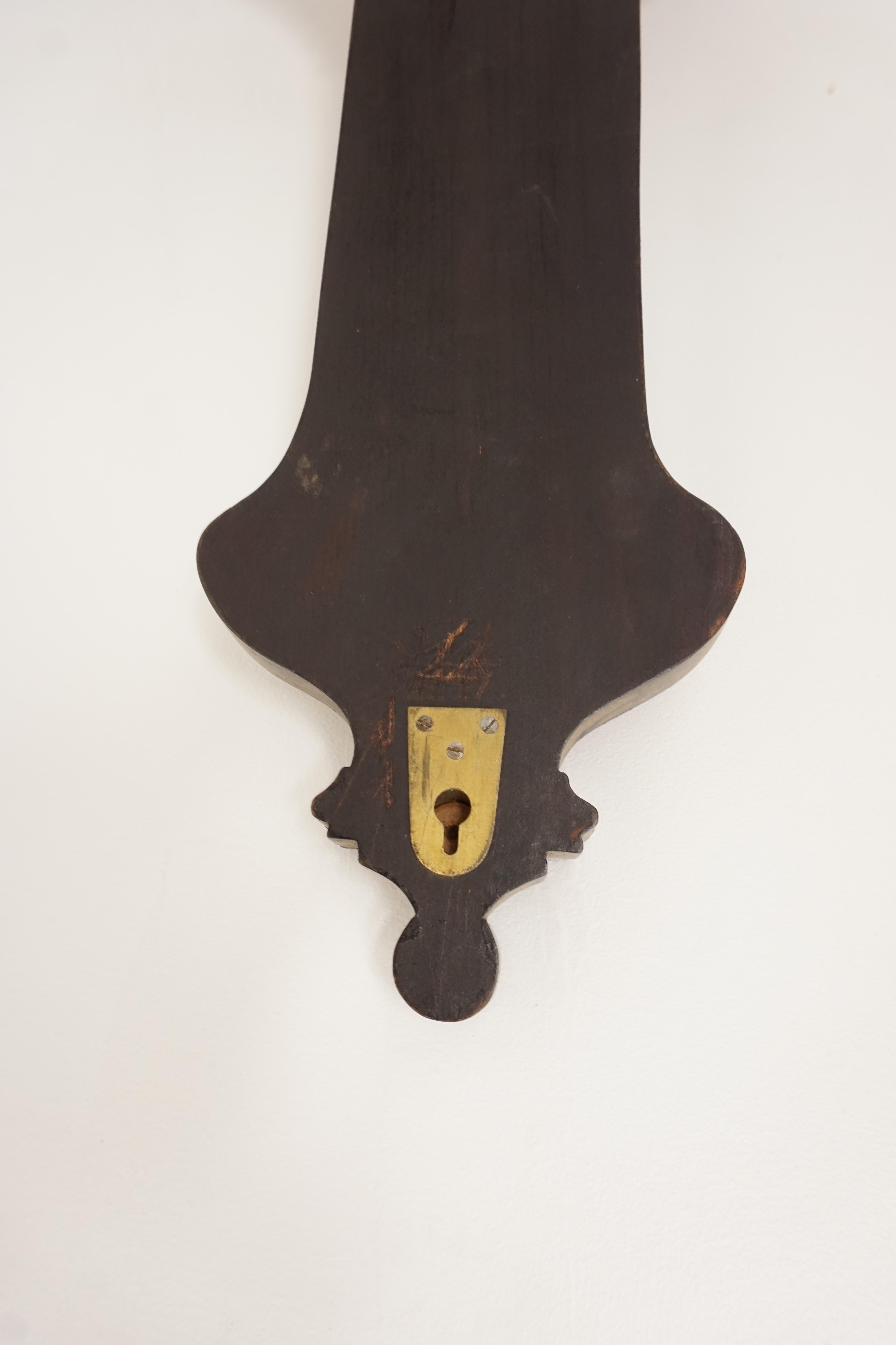 Early 20th Century Antique Art Nouveau Barometer, Sheraton Inlaid Aneroid Barometer, Scotland, 1910 For Sale