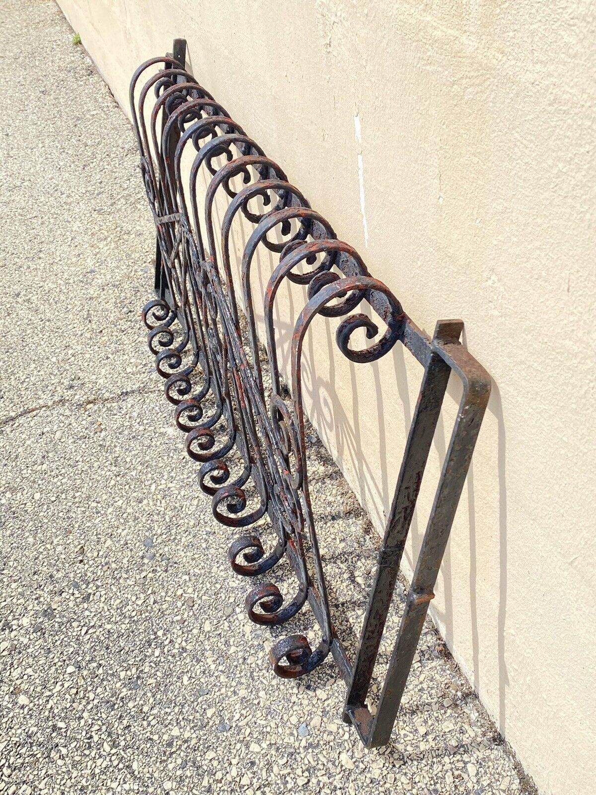 Antique Art Nouveau Black Wrought Iron Heart and Scroll Garden Fence Gate For Sale 4