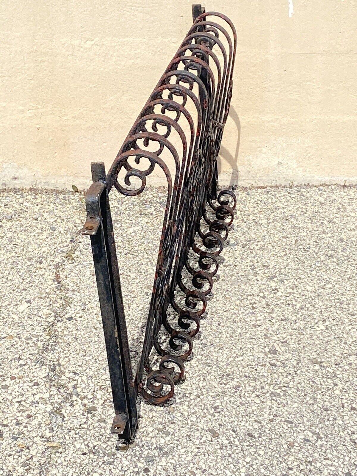 Antique Art Nouveau Black Wrought Iron Heart and Scroll Garden Fence Gate For Sale 2