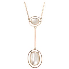 Antique Art Nouveau Blister Pearl Pendant Necklace