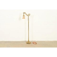 Antique Art Nouveau Brass Bridge Arm Floor Lamp