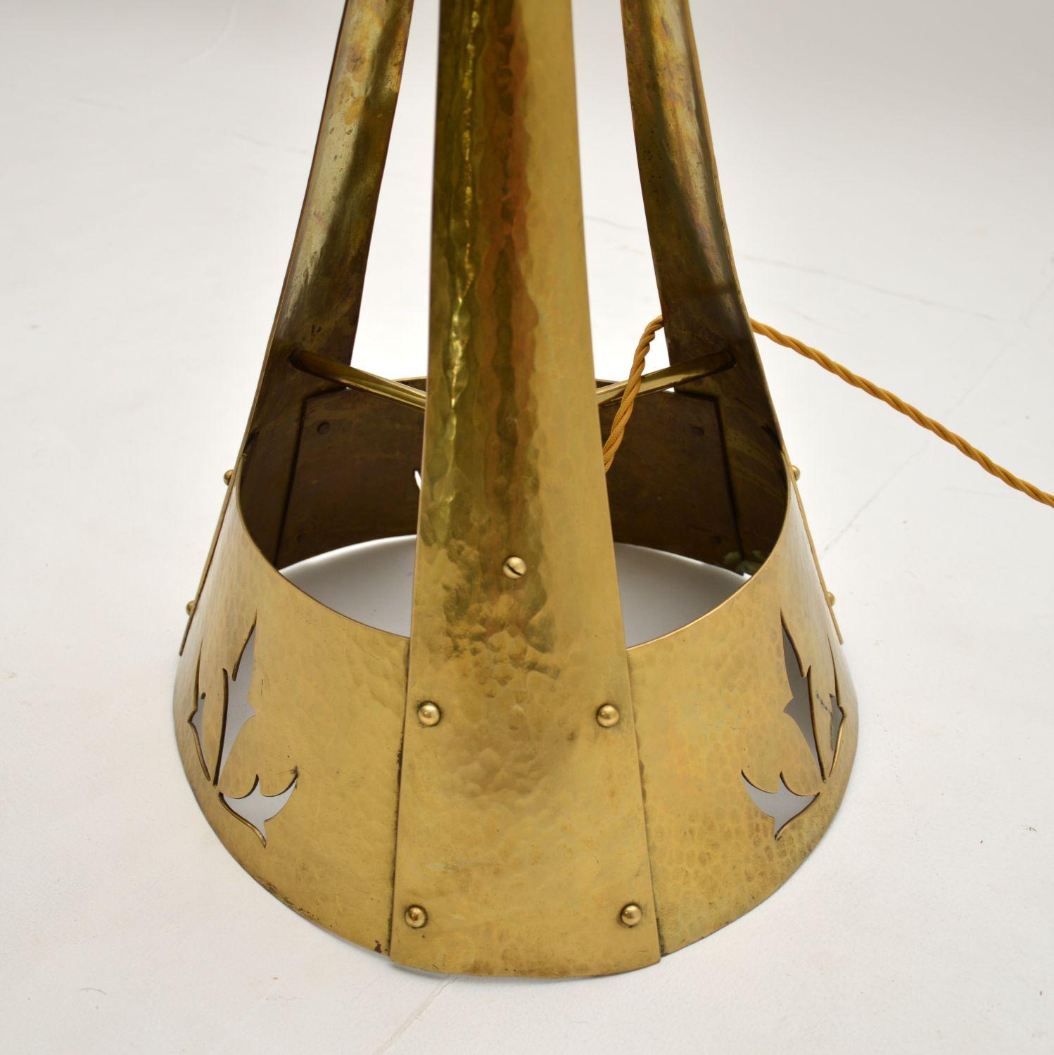 Antique Art Nouveau Brass & Glass Floor Lamp 3