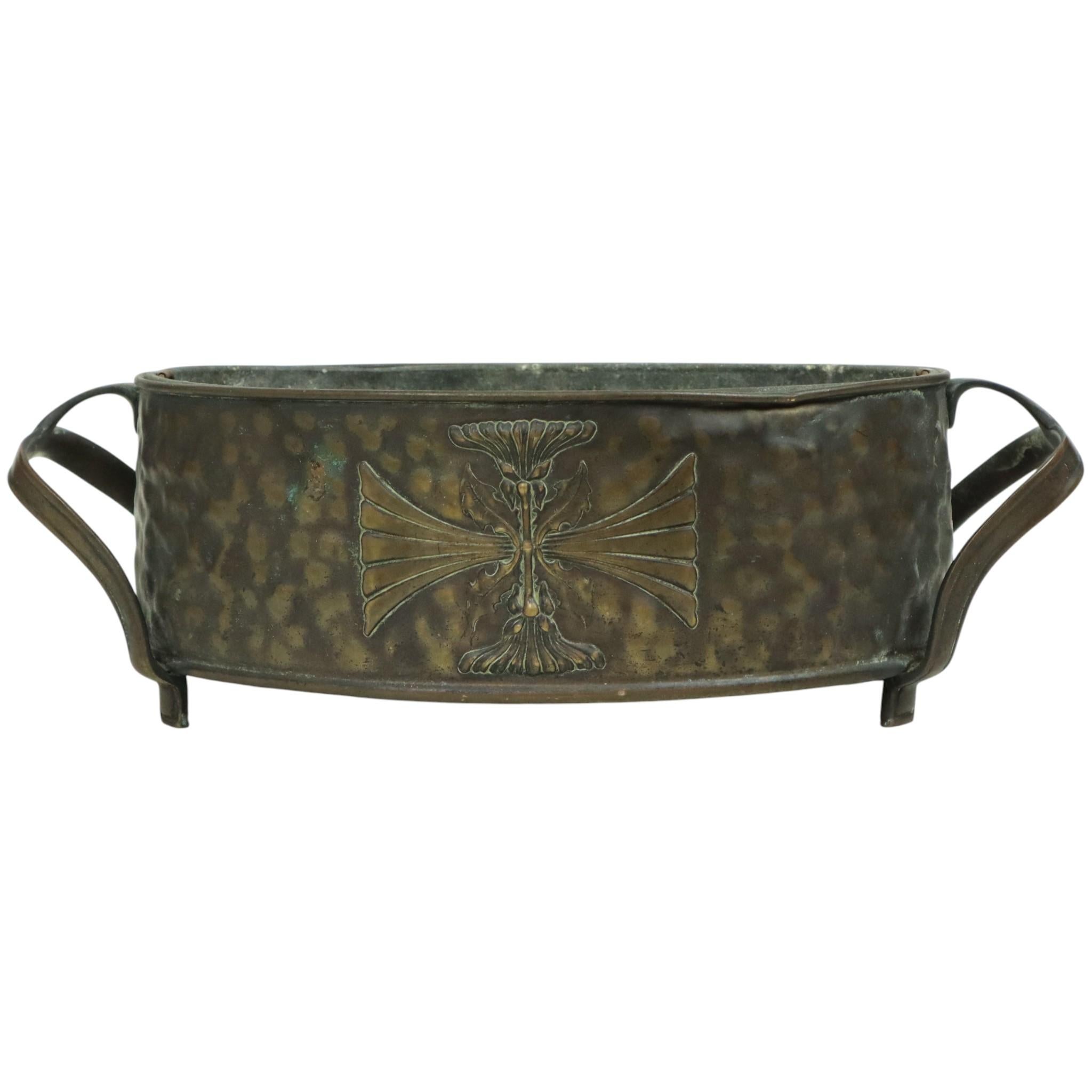 Ottone Fioriera Jardinière in ottone Art Nouveau antica in vendita