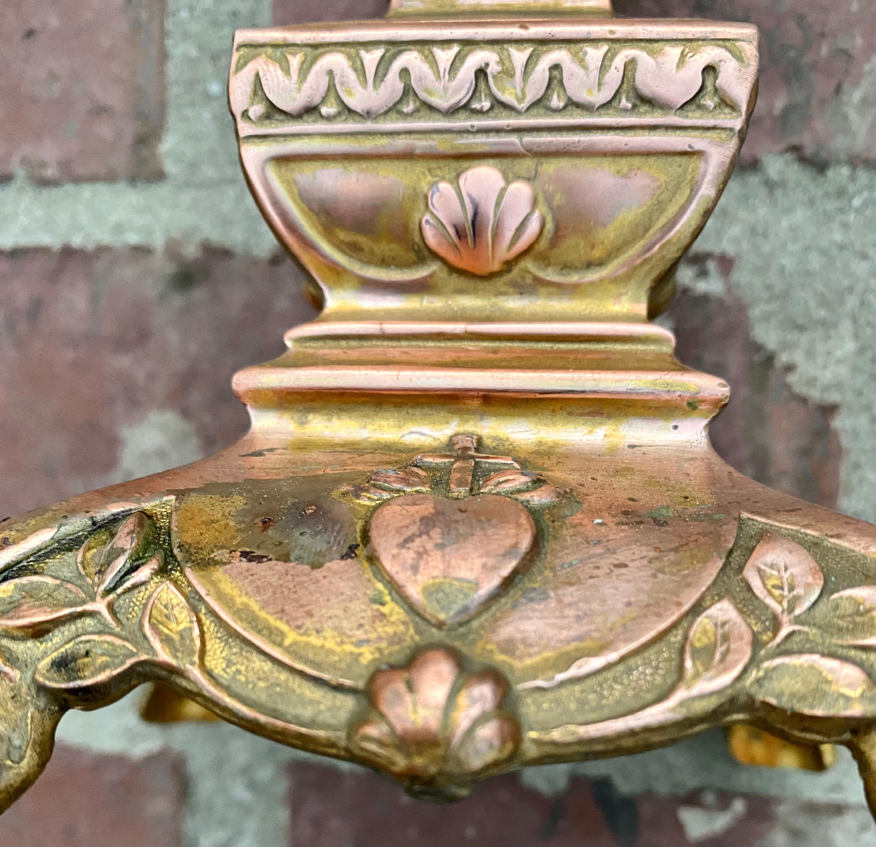 Antique French Art Nouveau Copper & Brass Cross Crucifix  For Sale 7