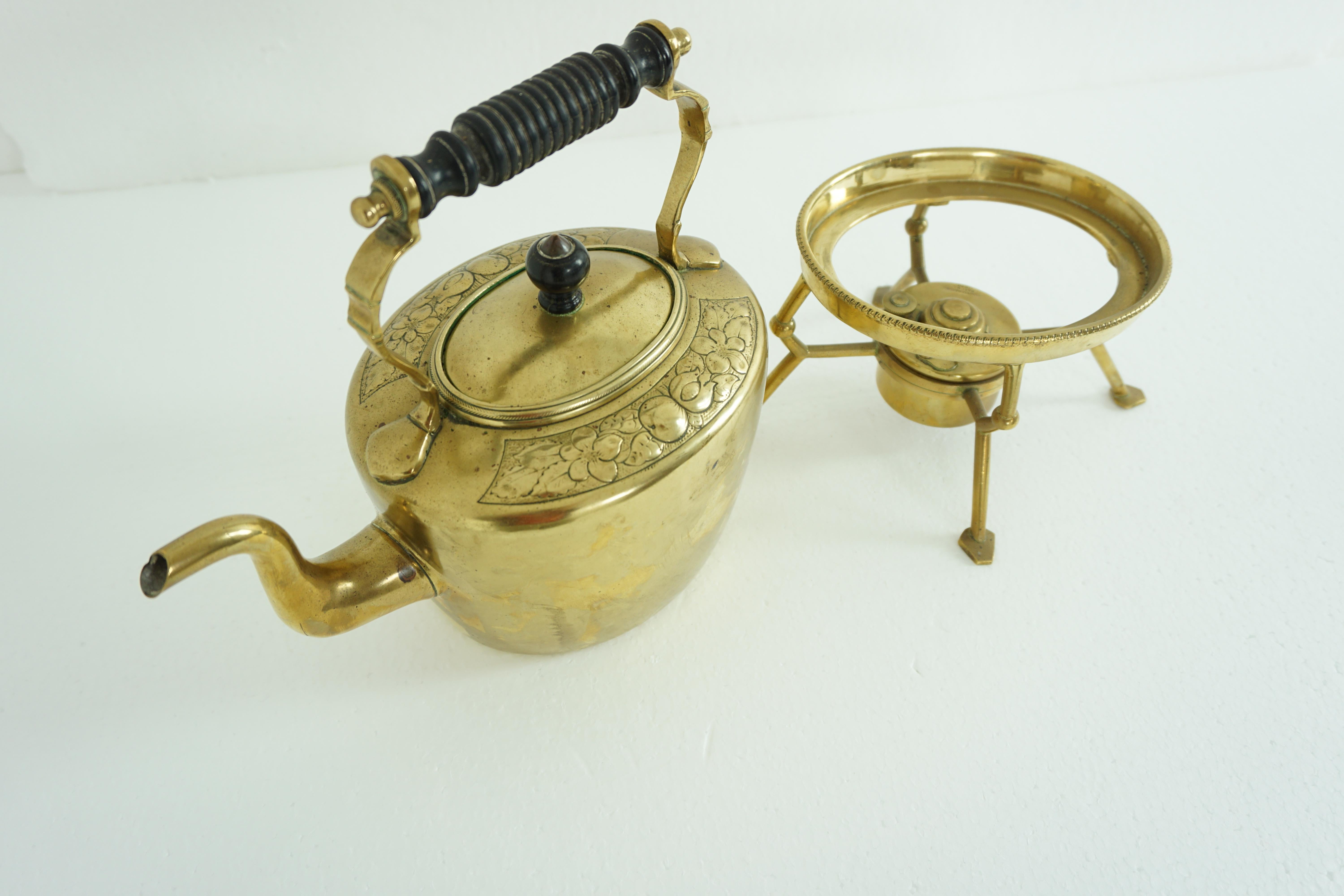 antique brass kettle stand