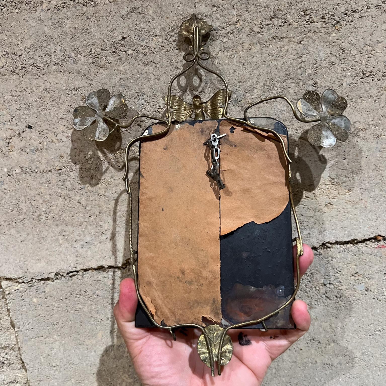 Antique Art Nouveau Wall Mirror Brass Angel Patinated For Sale 4