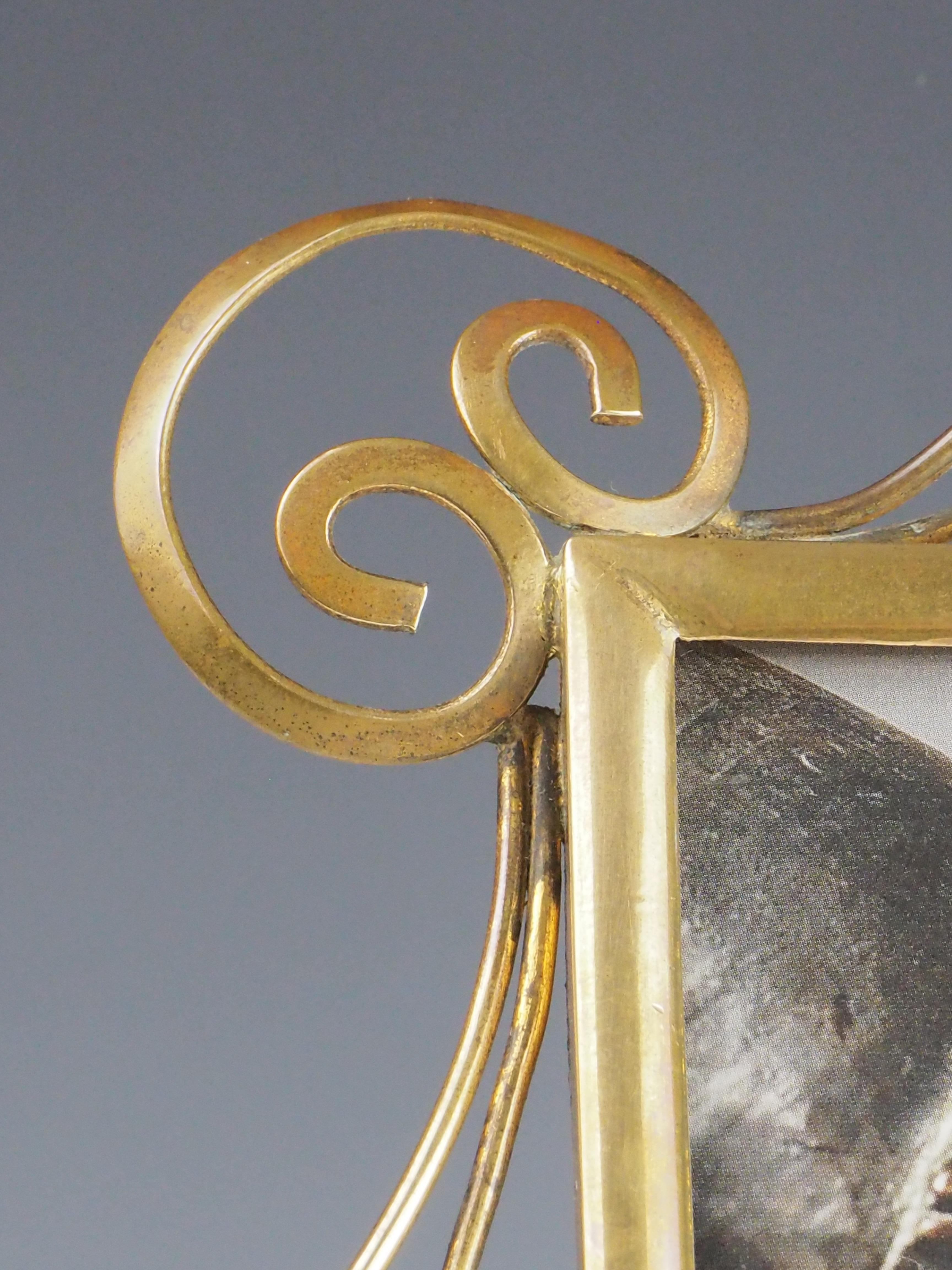 Antique Art Nouveau Brass Photo Frame For Sale 6