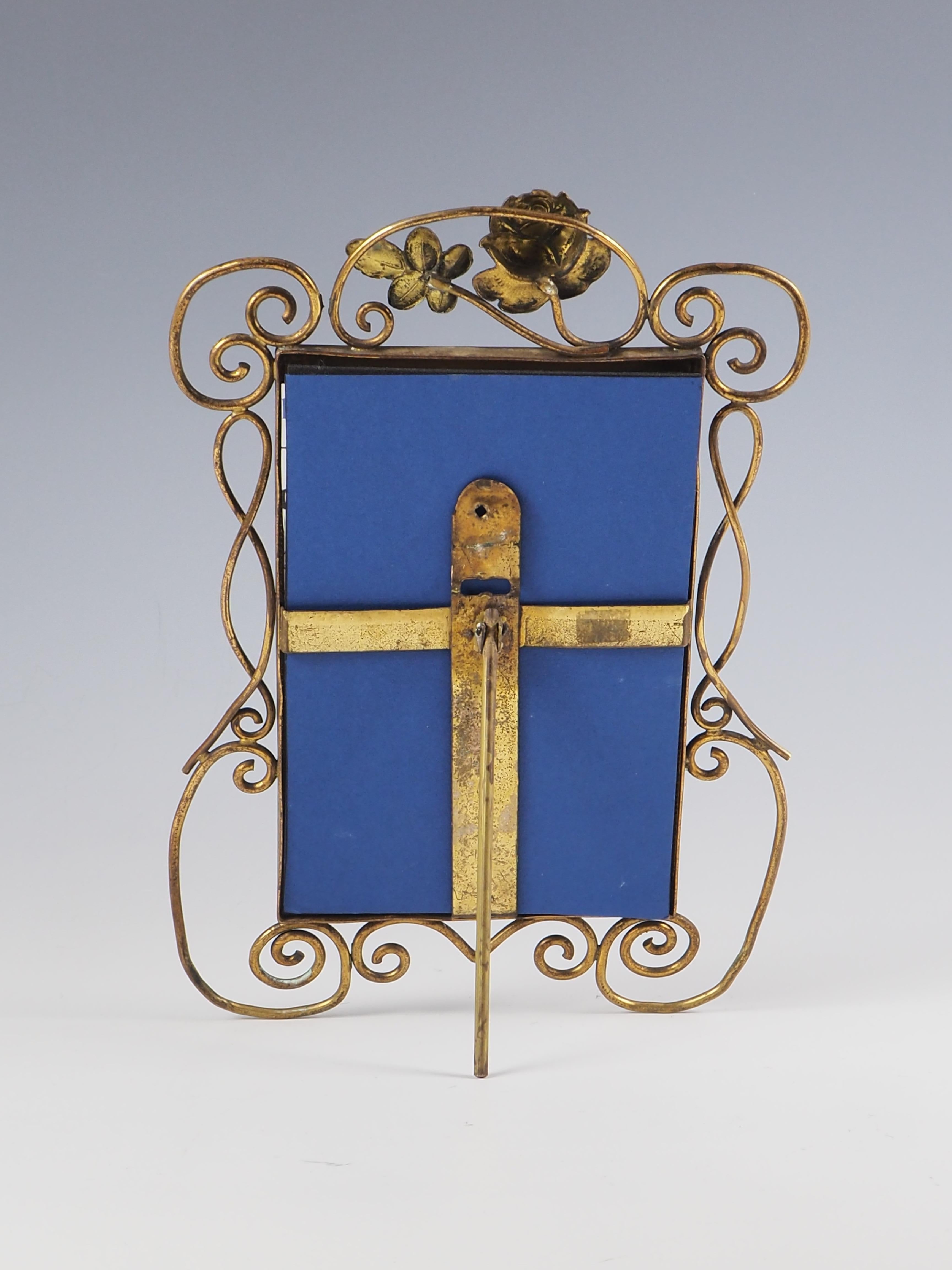 Antique Art Nouveau Brass Photo Frame 6