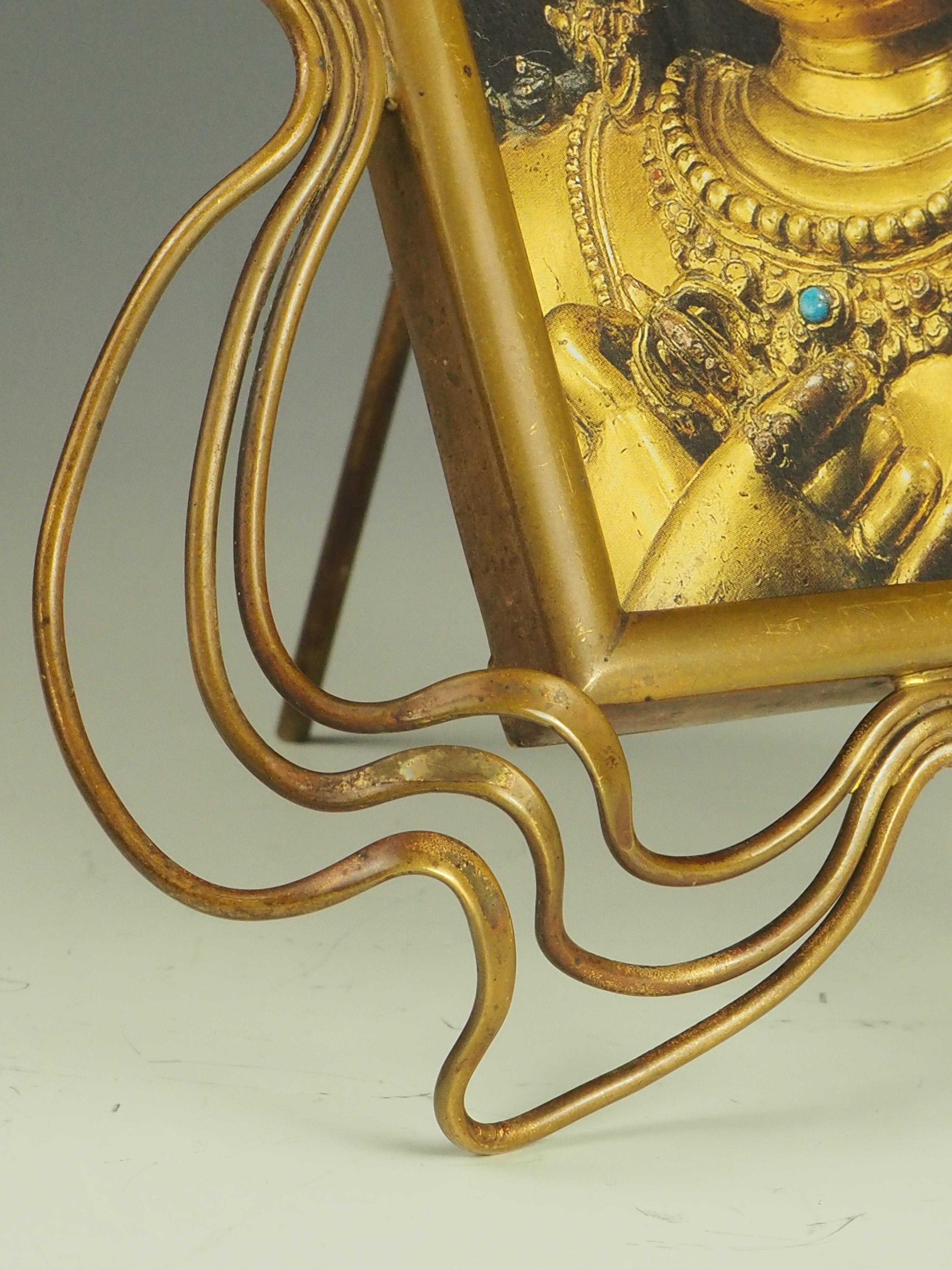 Antique Art Nouveau Brass Photo Frame 7