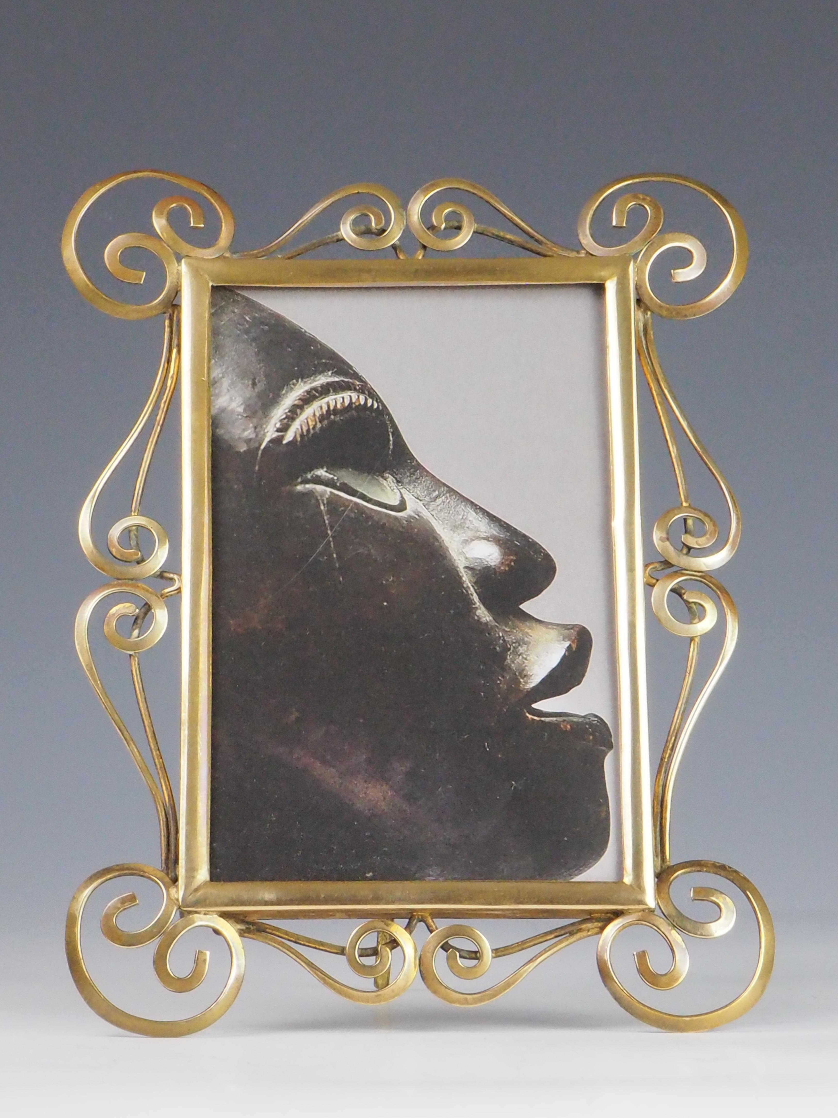 20th Century Antique Art Nouveau Brass Photo Frame For Sale