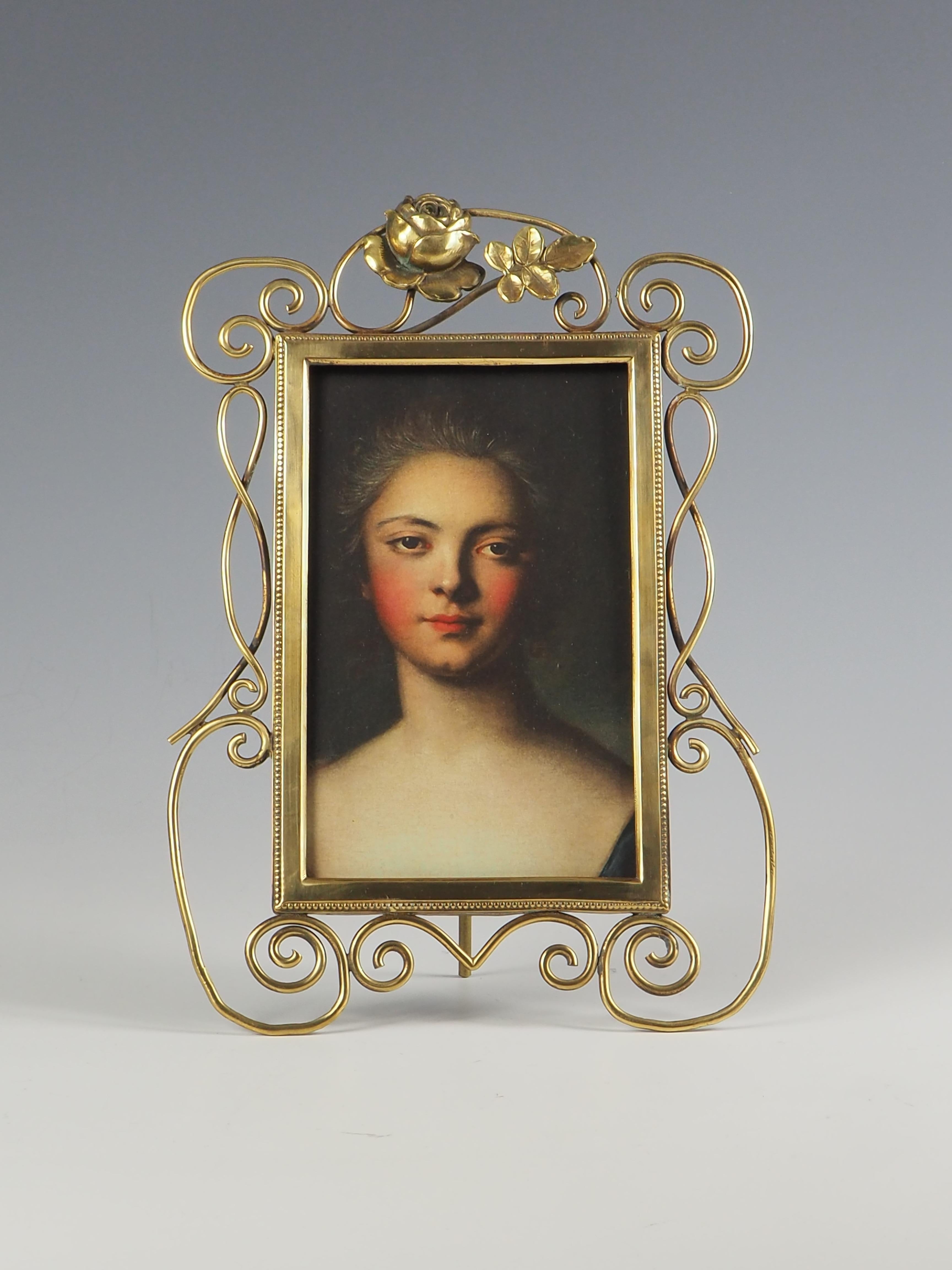 19th Century Antique Art Nouveau Brass Photo Frame