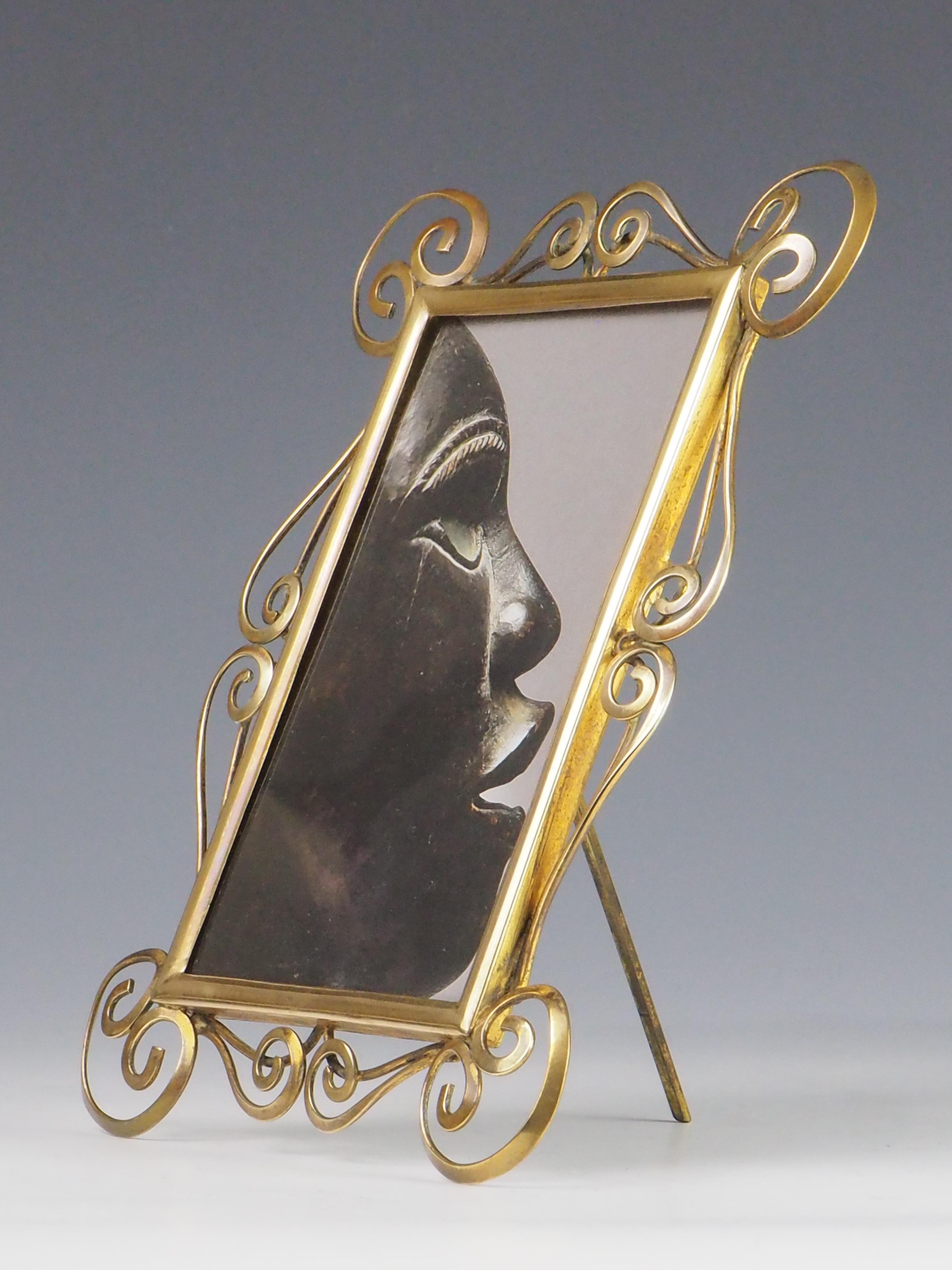 Antique Art Nouveau Brass Photo Frame For Sale 1