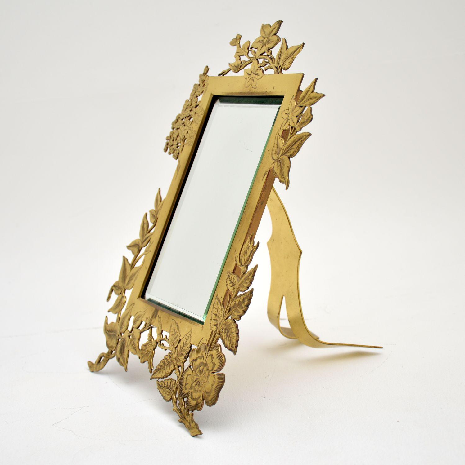 art nouveau brass mirror