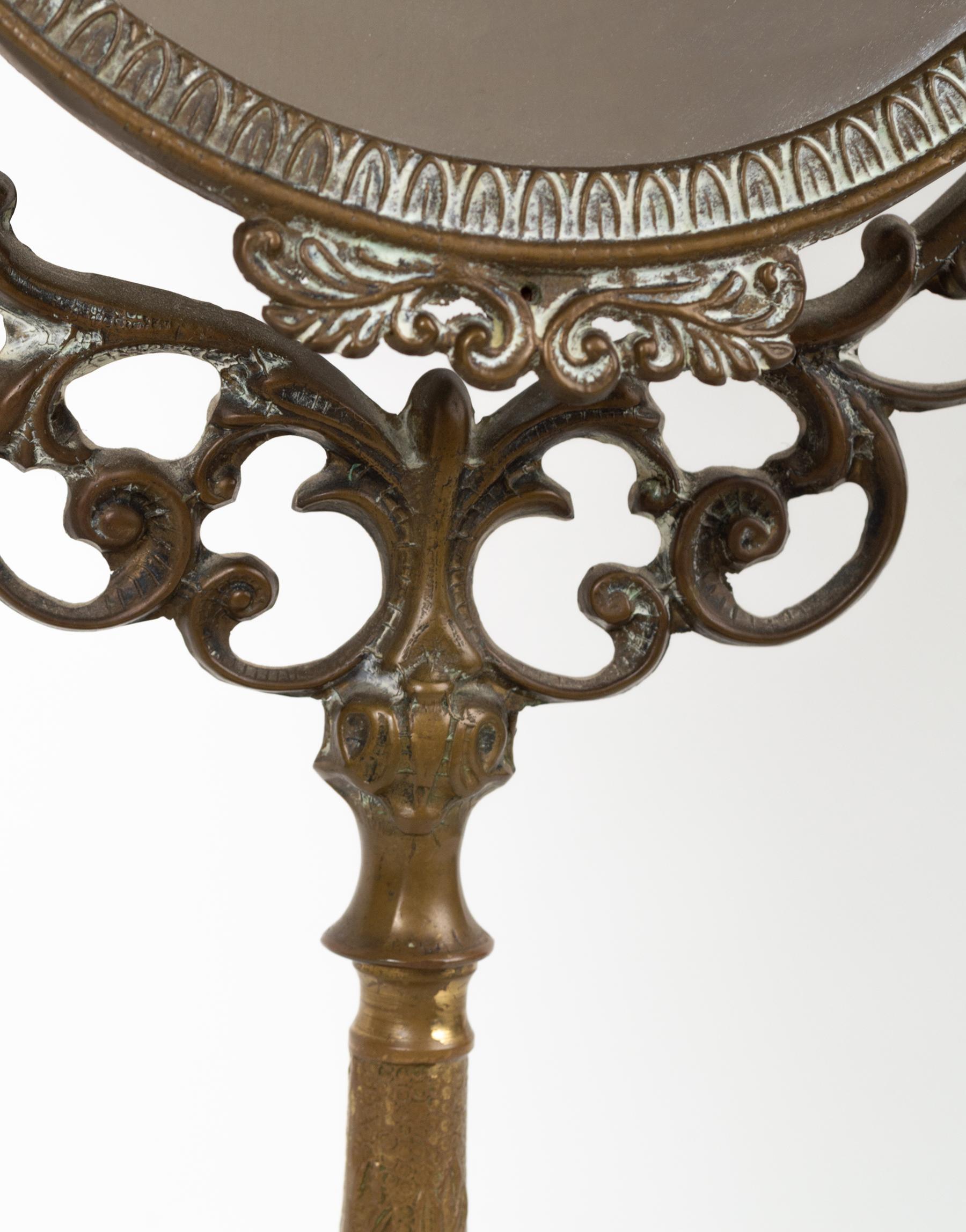 Antique Art Nouveau brass vanity mirror, England, C.1900.
Presented in very good condition commensurate of age, with expected patina to the brass.