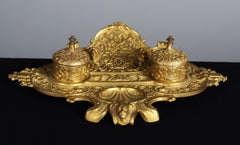 Antikes Jugendstiltintenfass, Bronze Doré, Frankreich, 1900er Jahre