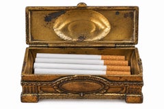 Antique Art Nouveau Bronze-Finished Cast Metal Cigarette Box, circa 1910