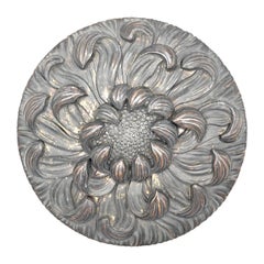 Antique Art Nouveau Bronze Leather Chrysanthemum Flower Case Box